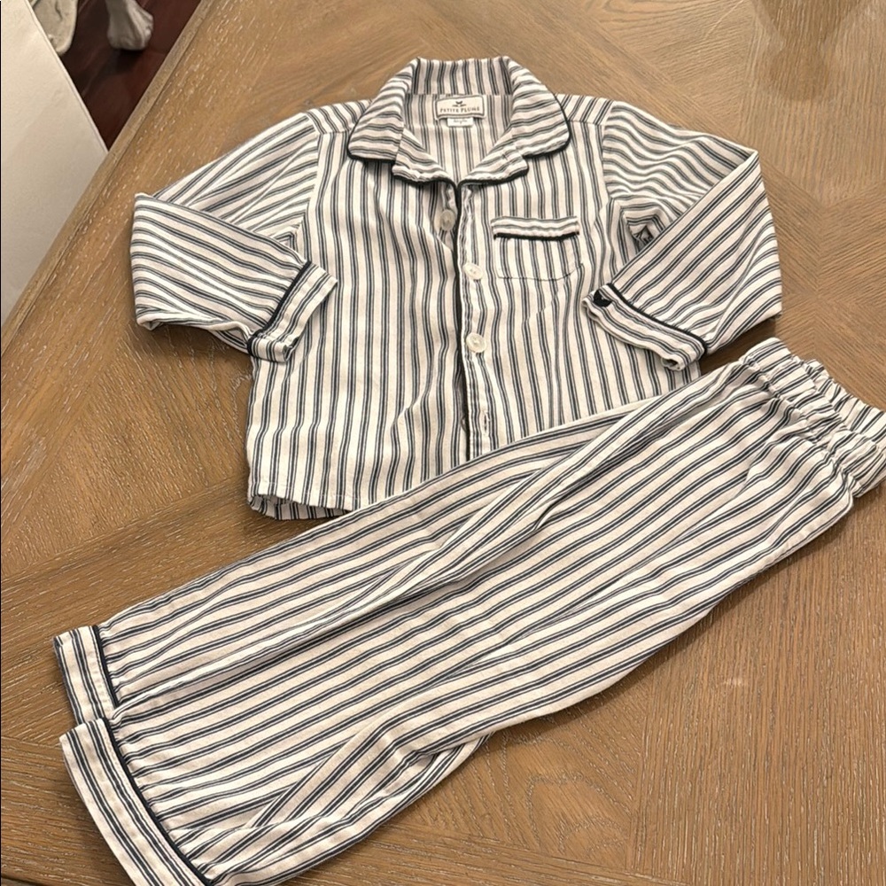 Blue and White Striped Pajama Set Classic Design